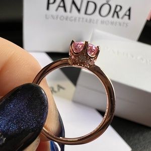 Pandora Pink Sparkling Crown Solitaire Ring